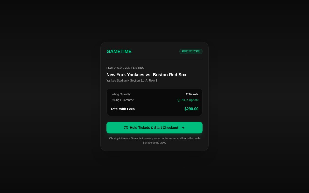 Preview of Gametime Checkout Continuity
