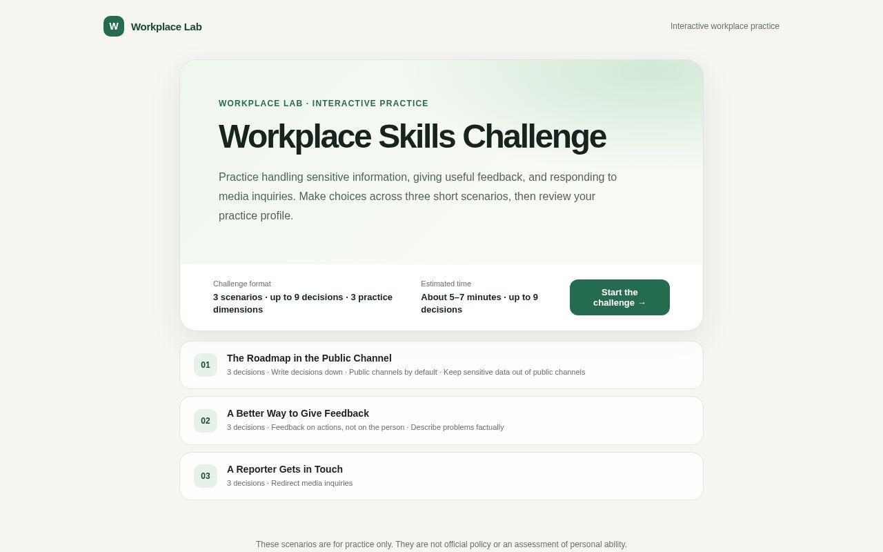 Preview of Workplace Skills Challenge