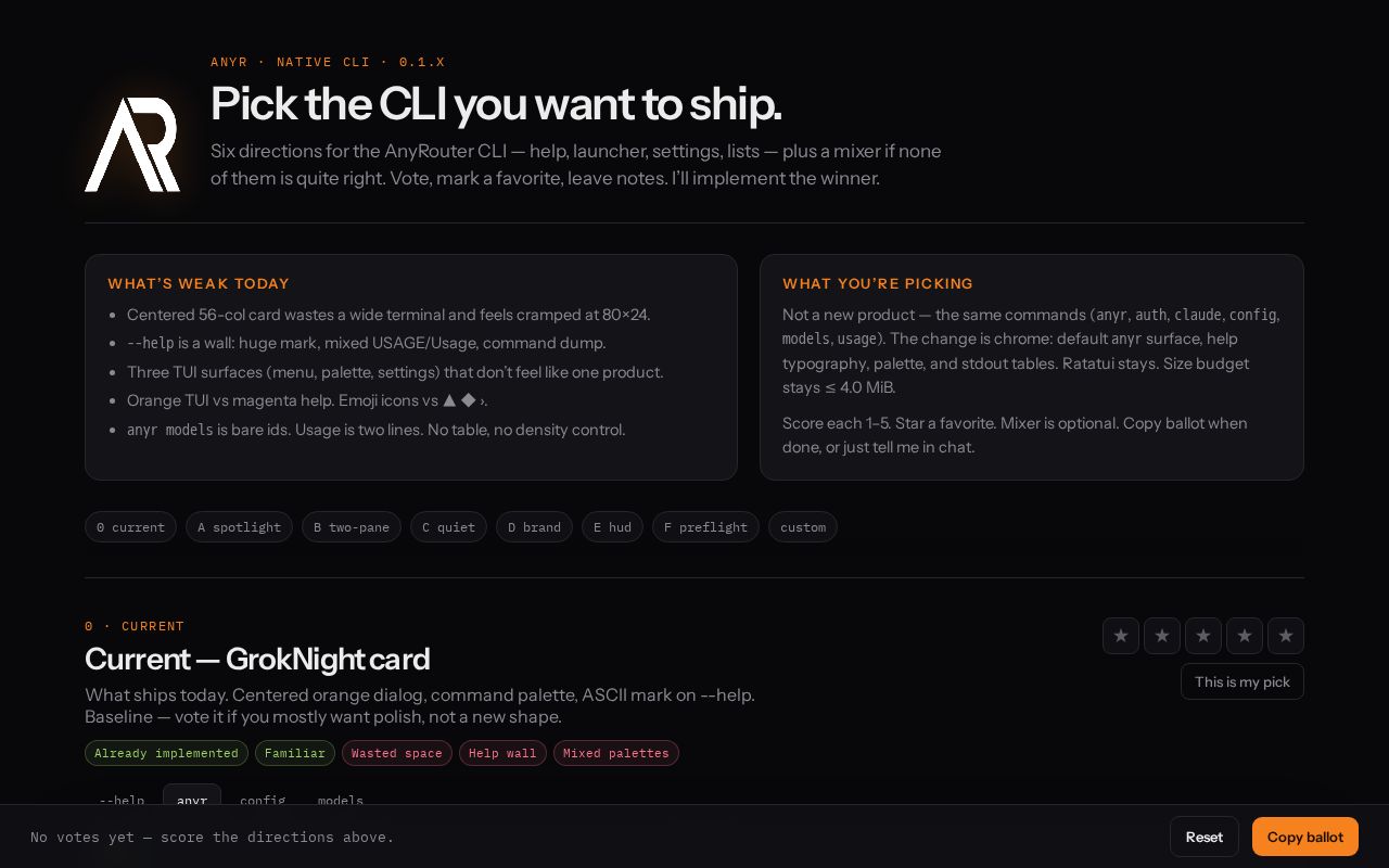 Preview of AnyRouter CLI
