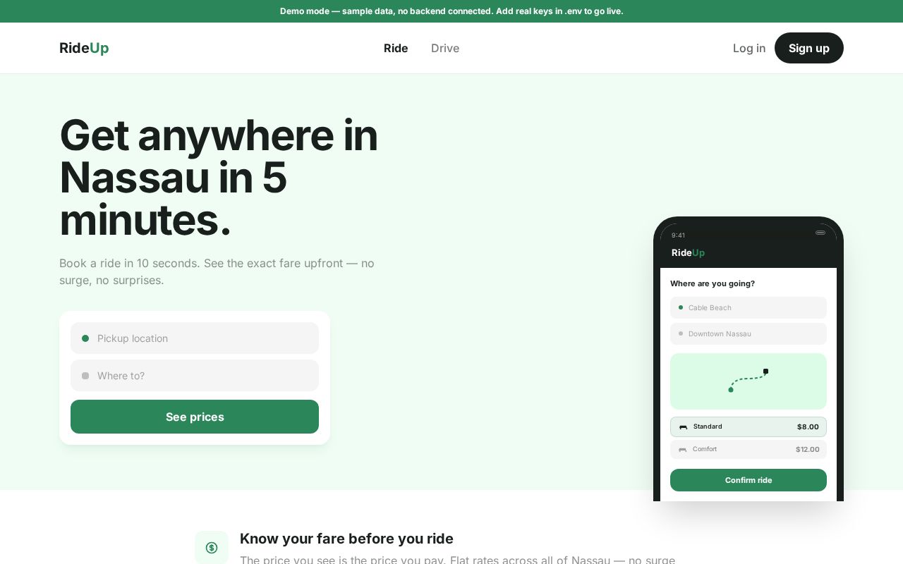 Preview of Rideup App