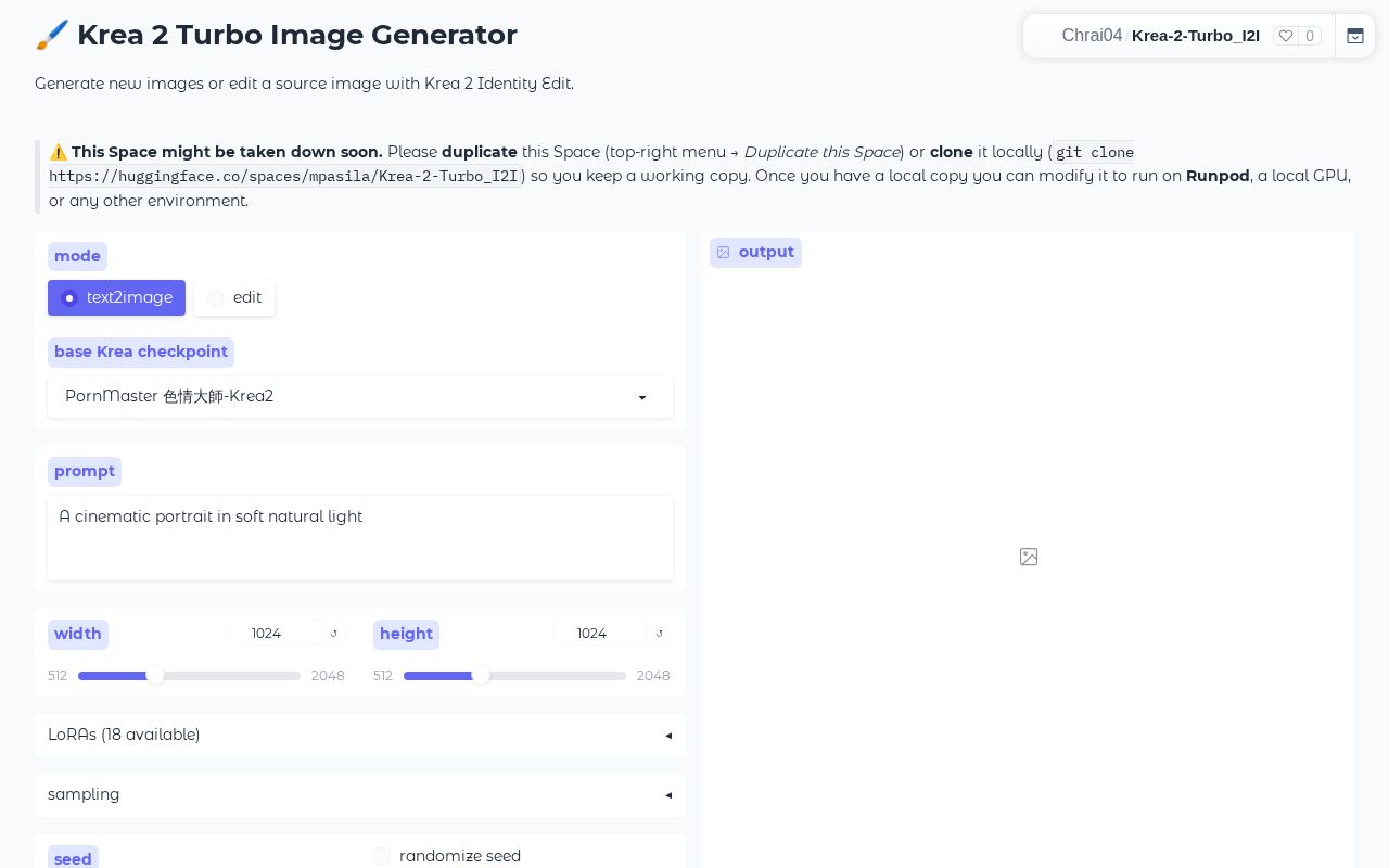 Preview of Krea 2 Turbo Image Generator