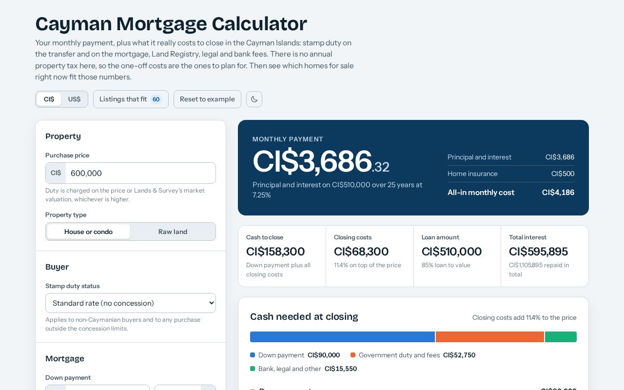 Preview of Cayman Mortgage Calculator