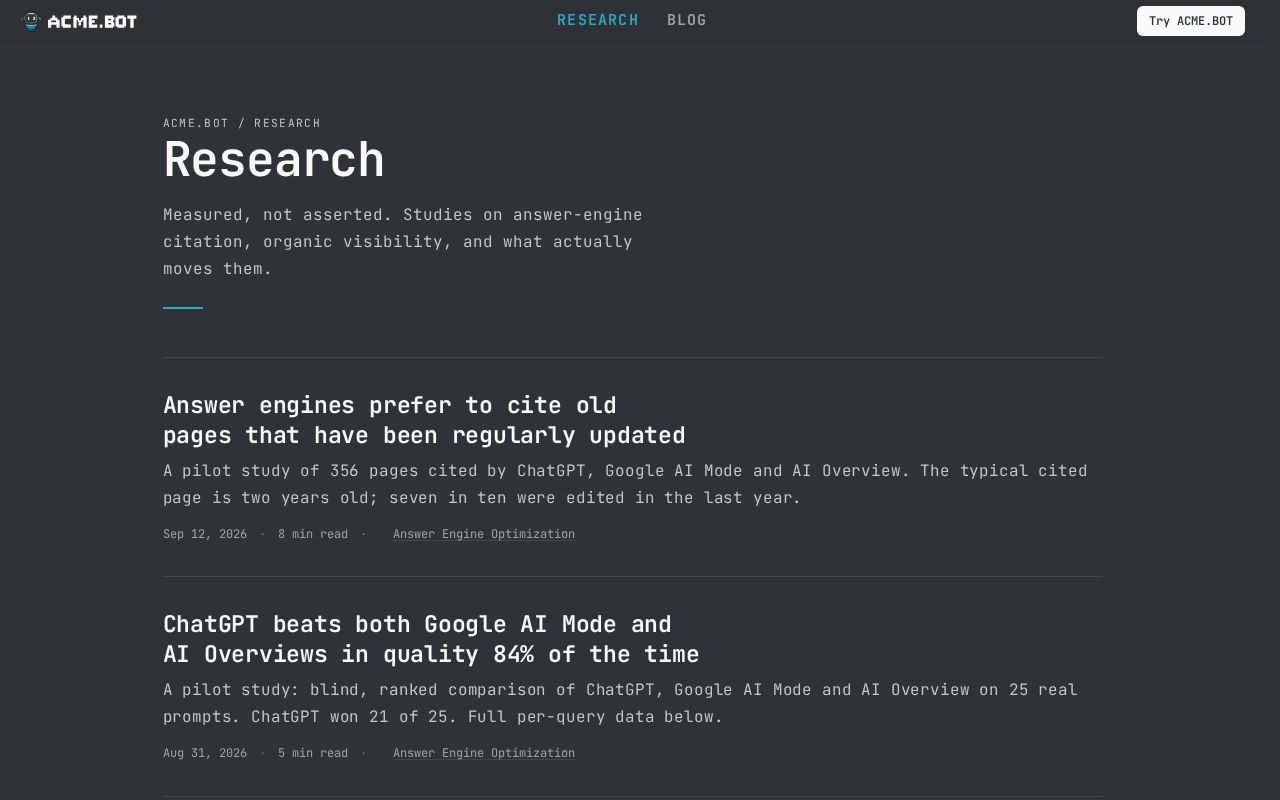 Preview of acme.bot /research — static Astro site (served at https://acme.bot/research)