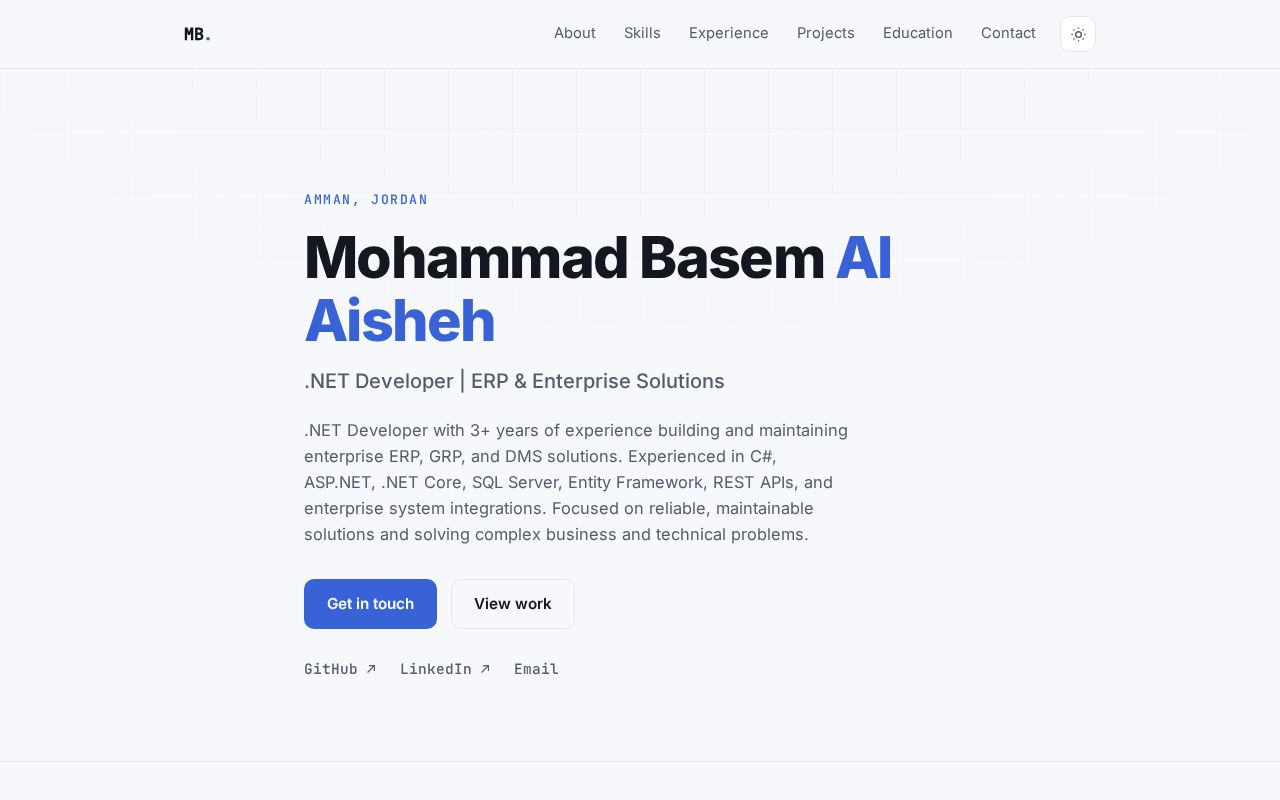Preview of Personal portfolio of Mohammad Basem Al Aisheh, .NET Developer