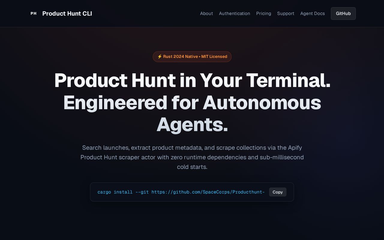 Preview of Producthunt Cli