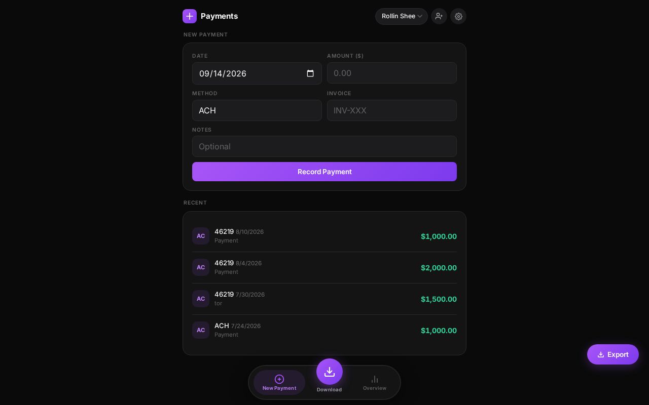 Preview of Rollin Shee Payments