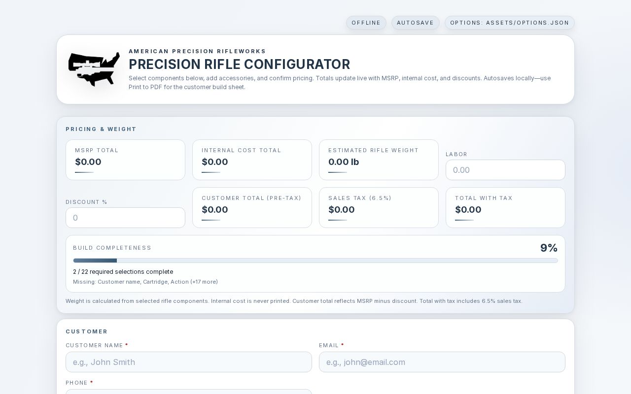 Preview of Precision Rifle Configurator
