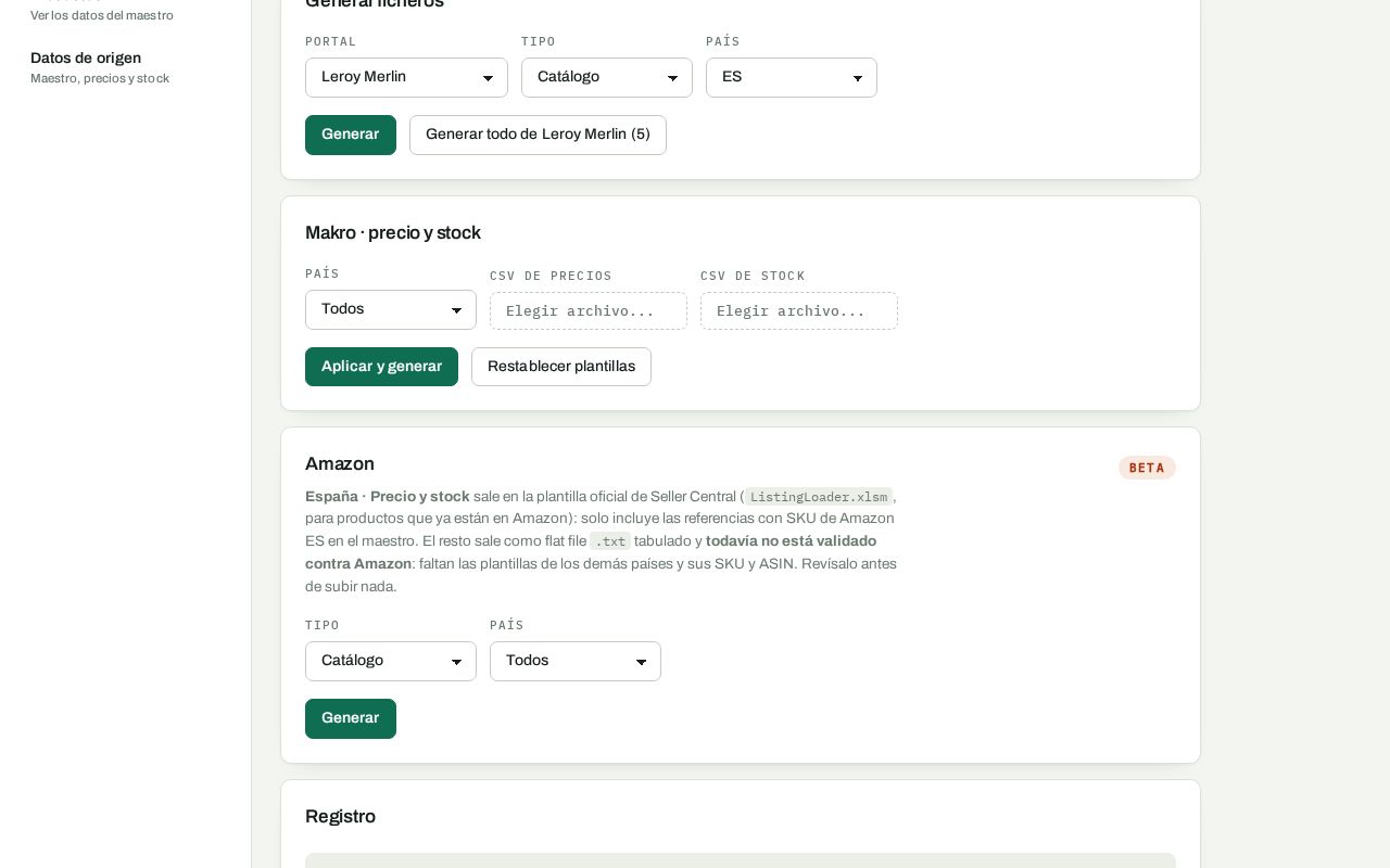 Preview of Fichero Maestro Web