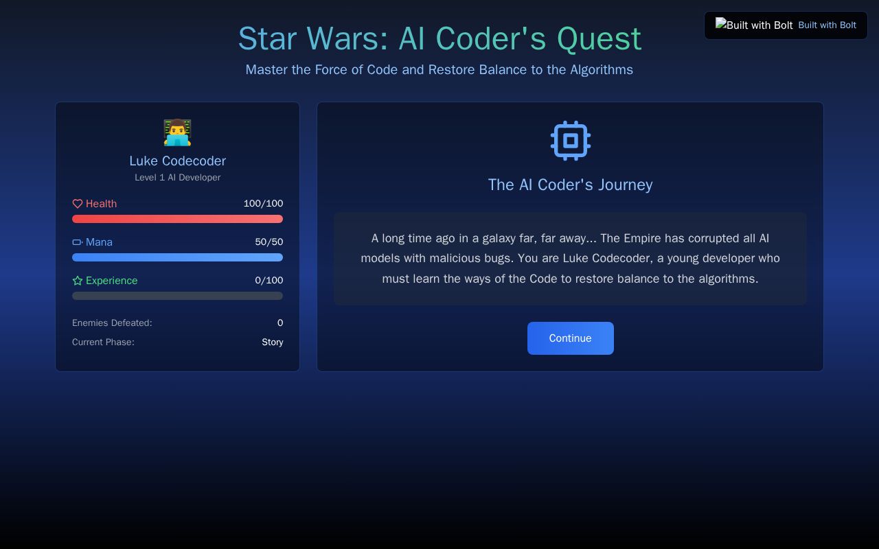 Preview of Star Wars AI Coder's Quest