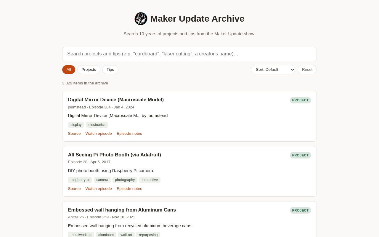 Preview of Maker Update Archive