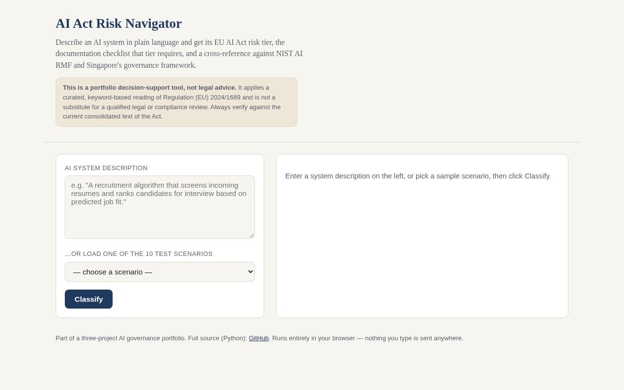 Preview of Ai Act Risk Navigator