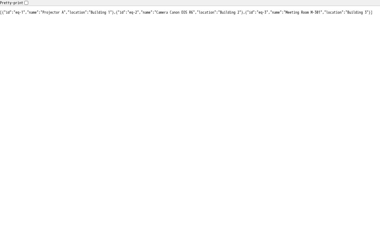 Preview of Equipment Booking Api