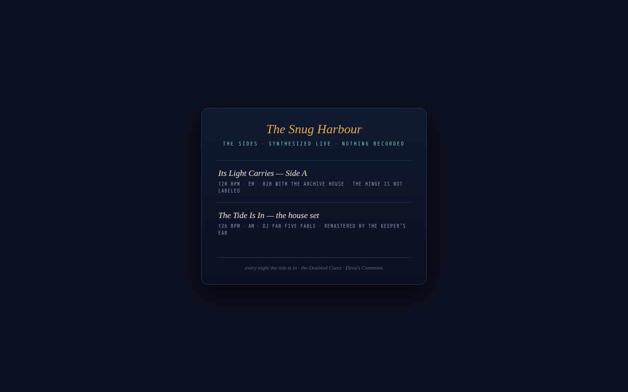 Preview of Snug Harbour Sides