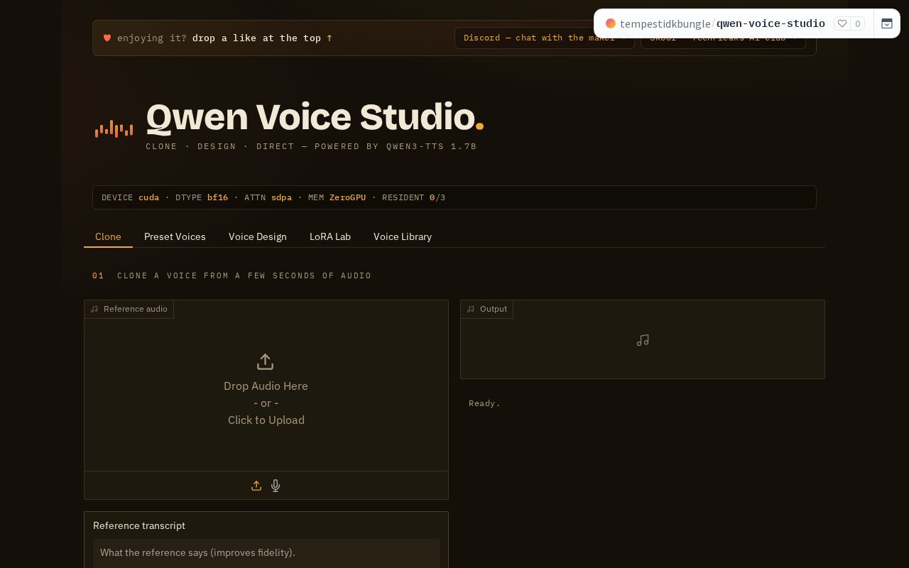 Preview of Qwen Voice Studio