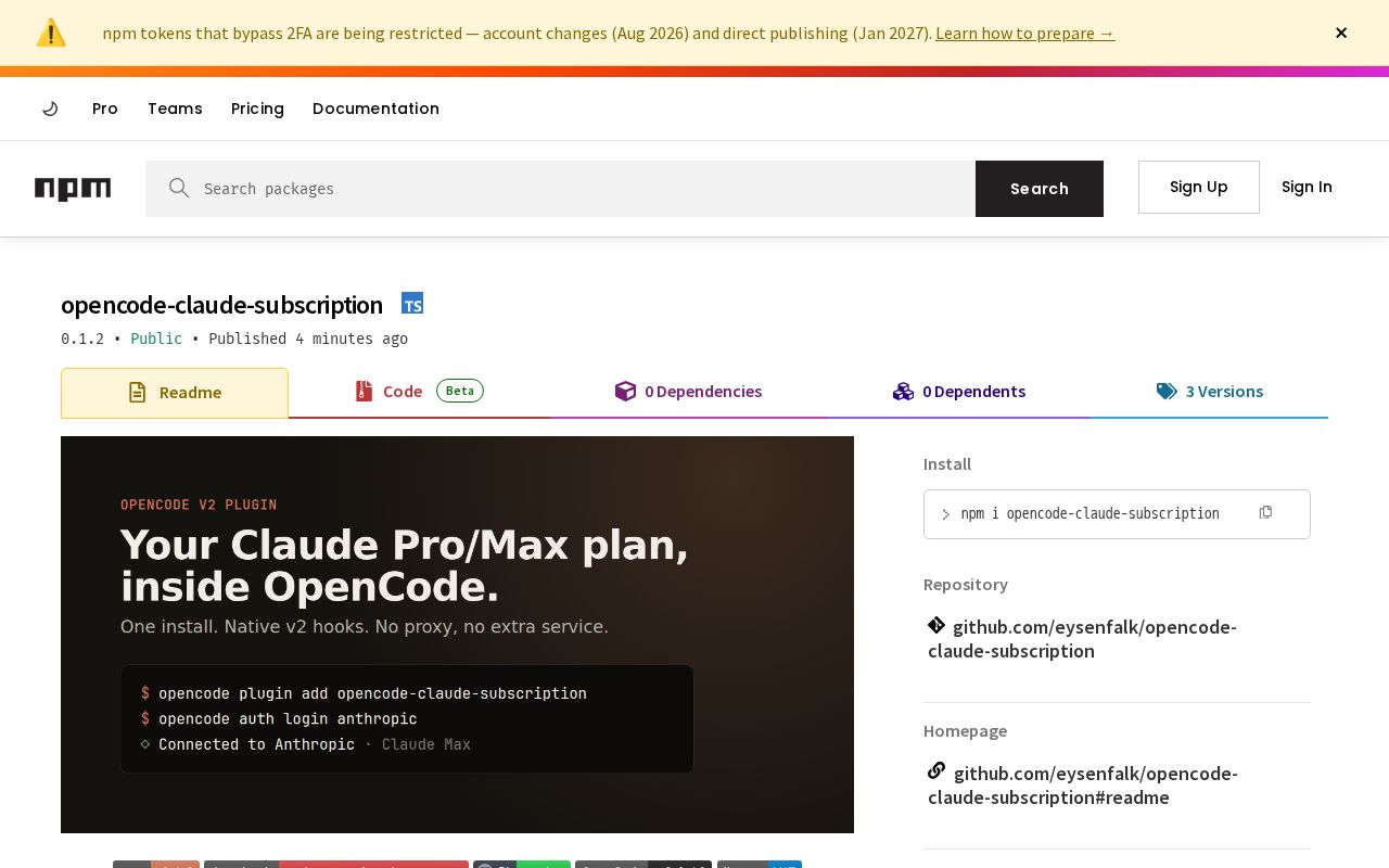 Preview of Opencode Claude Subscription