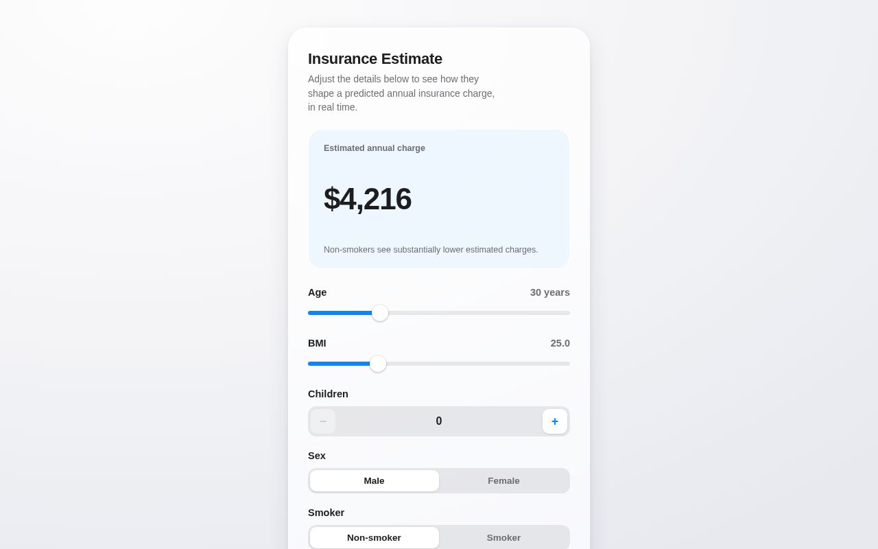 Preview of Insurance Estimate Ui