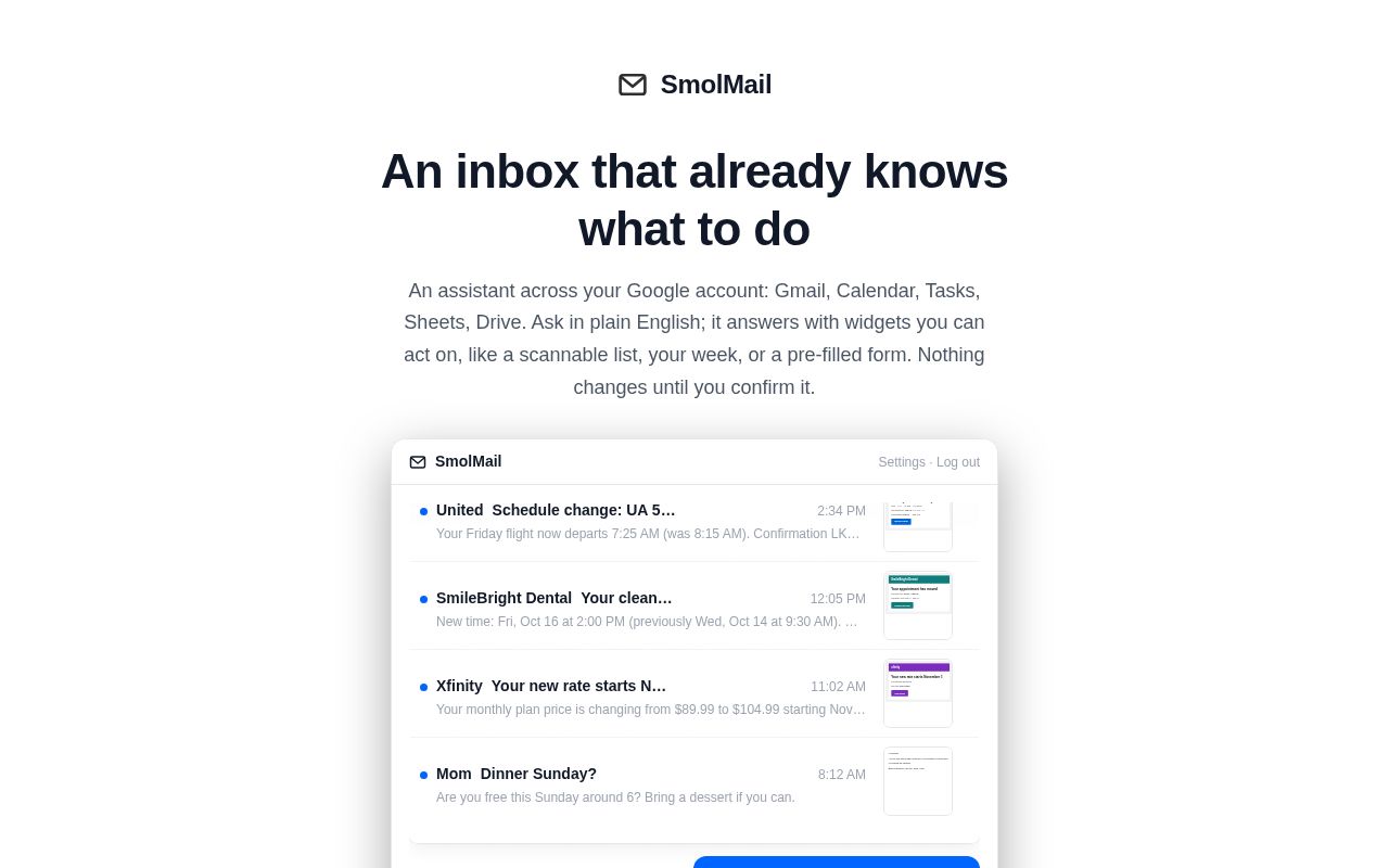 Preview of SmolMail