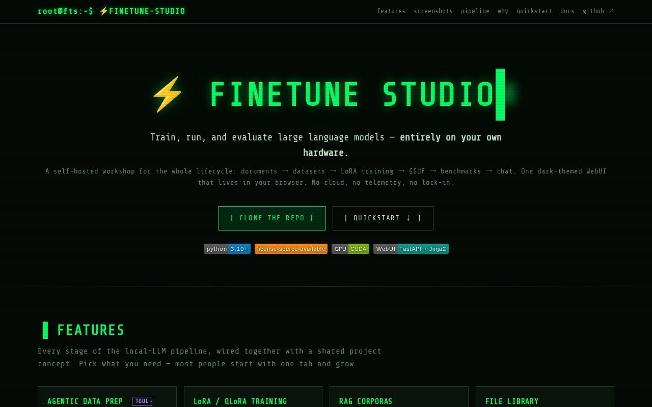 Preview of Finetune Studio