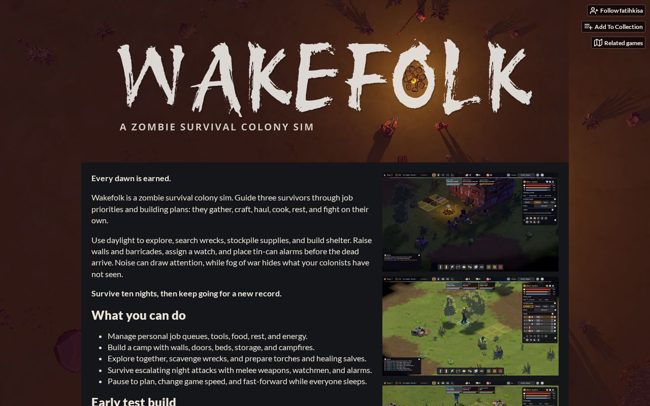 Preview of Wakefolk - A Zombie Survival Colony Sim by fatihkisa