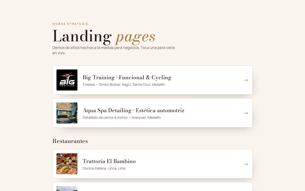 Preview of Landing Pages