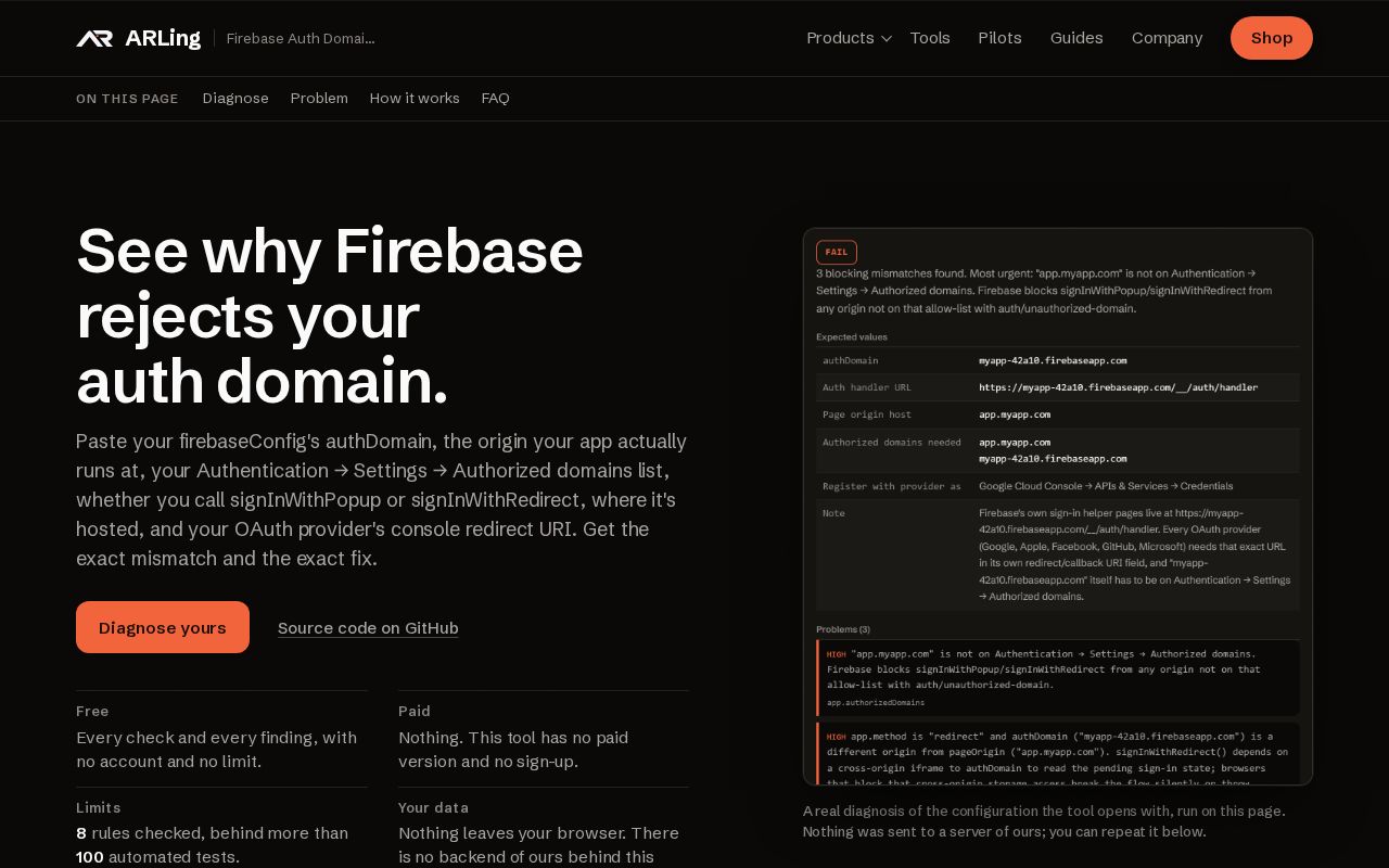 Preview of Firebase Auth Domain Doctor