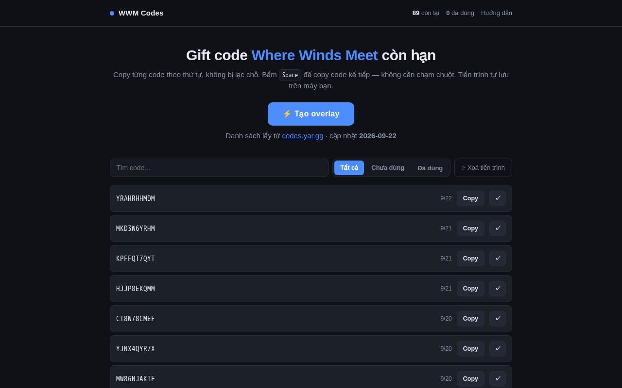 Preview of WWM Codes