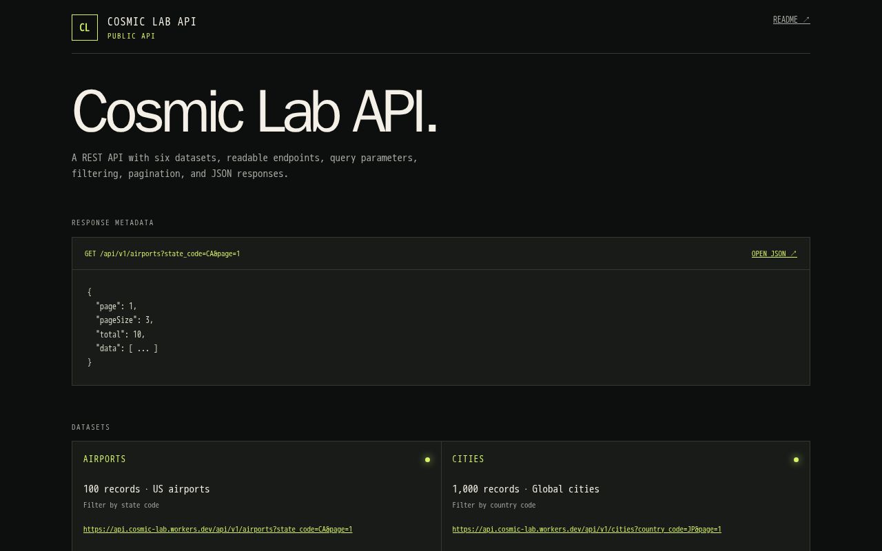 Preview of Cosmic Lab API