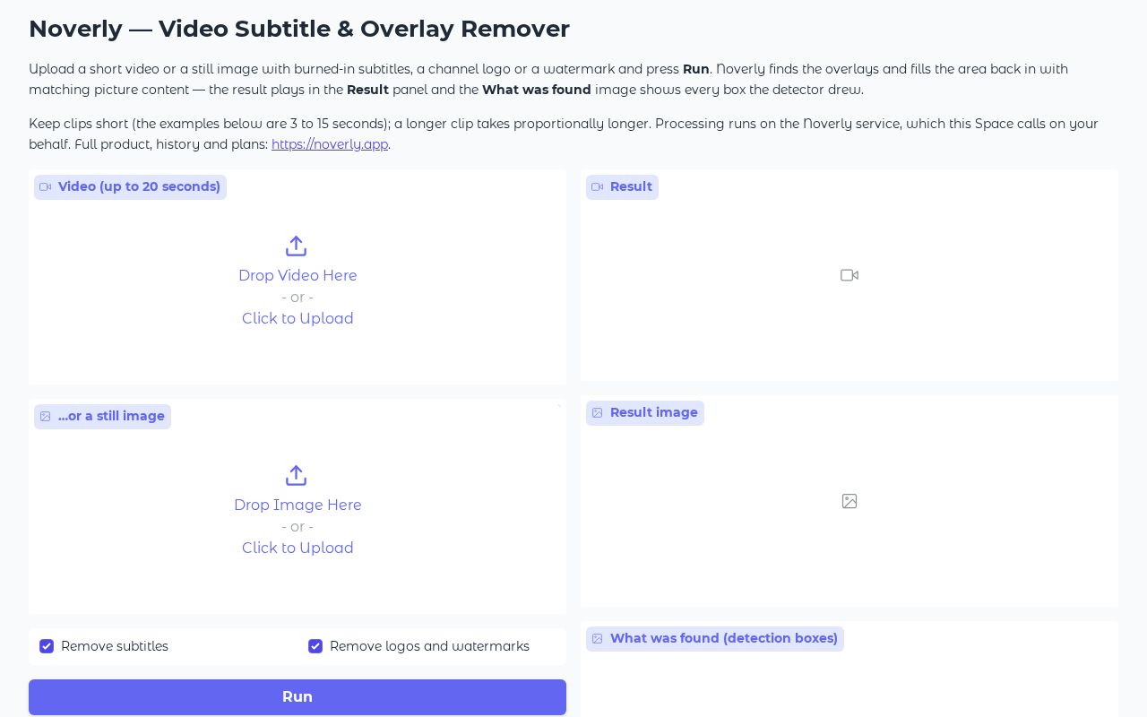 Preview of Noverly — Video Subtitle & Overlay Remover