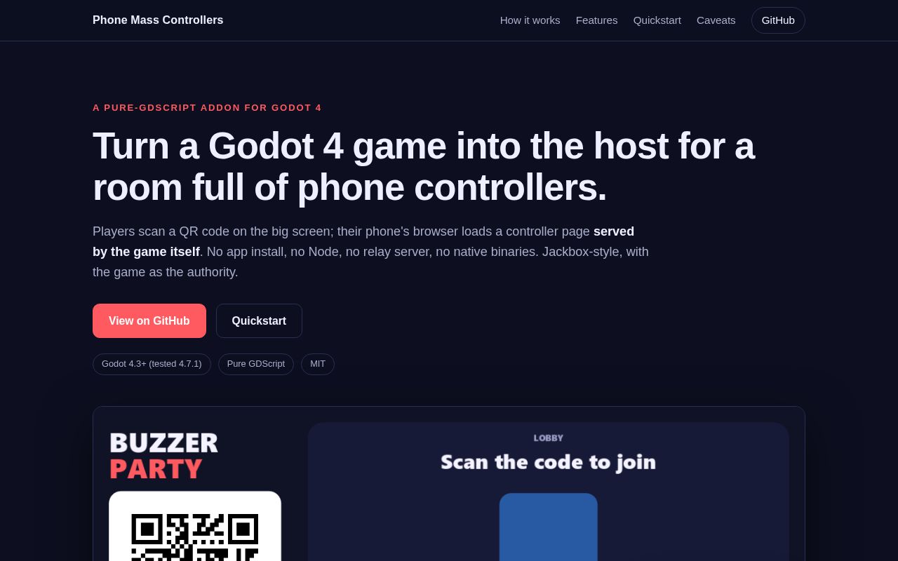Preview of Godot Phone Mass Controllers