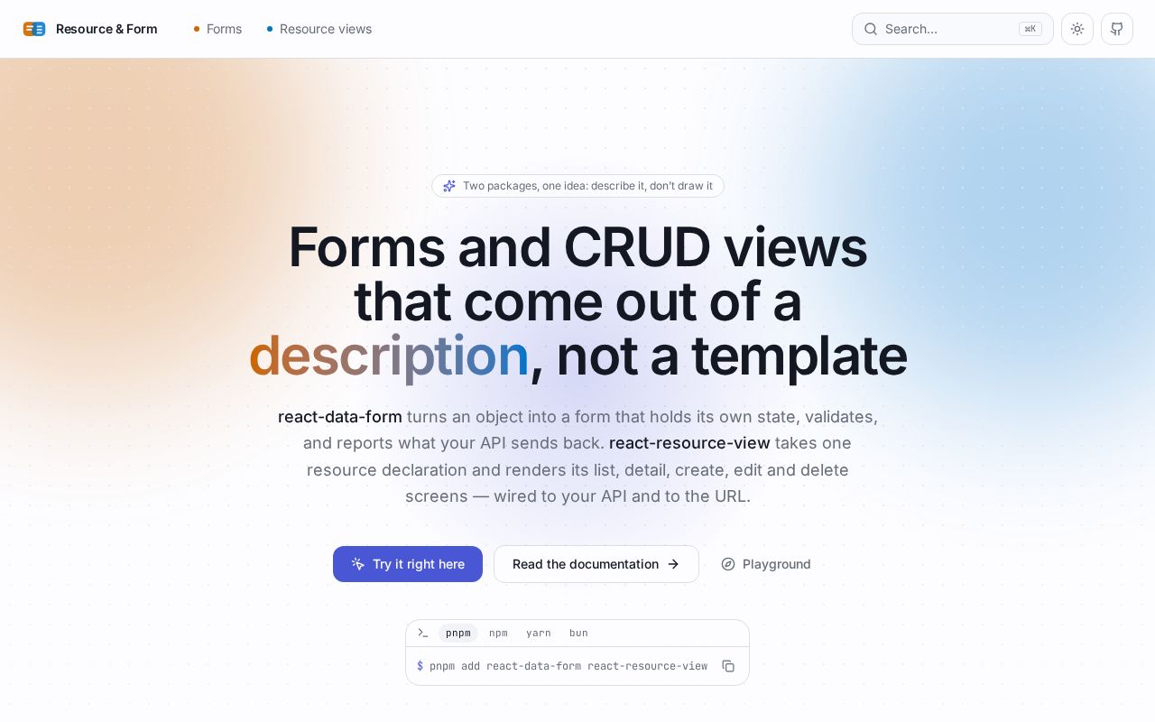 Preview of React Resource View