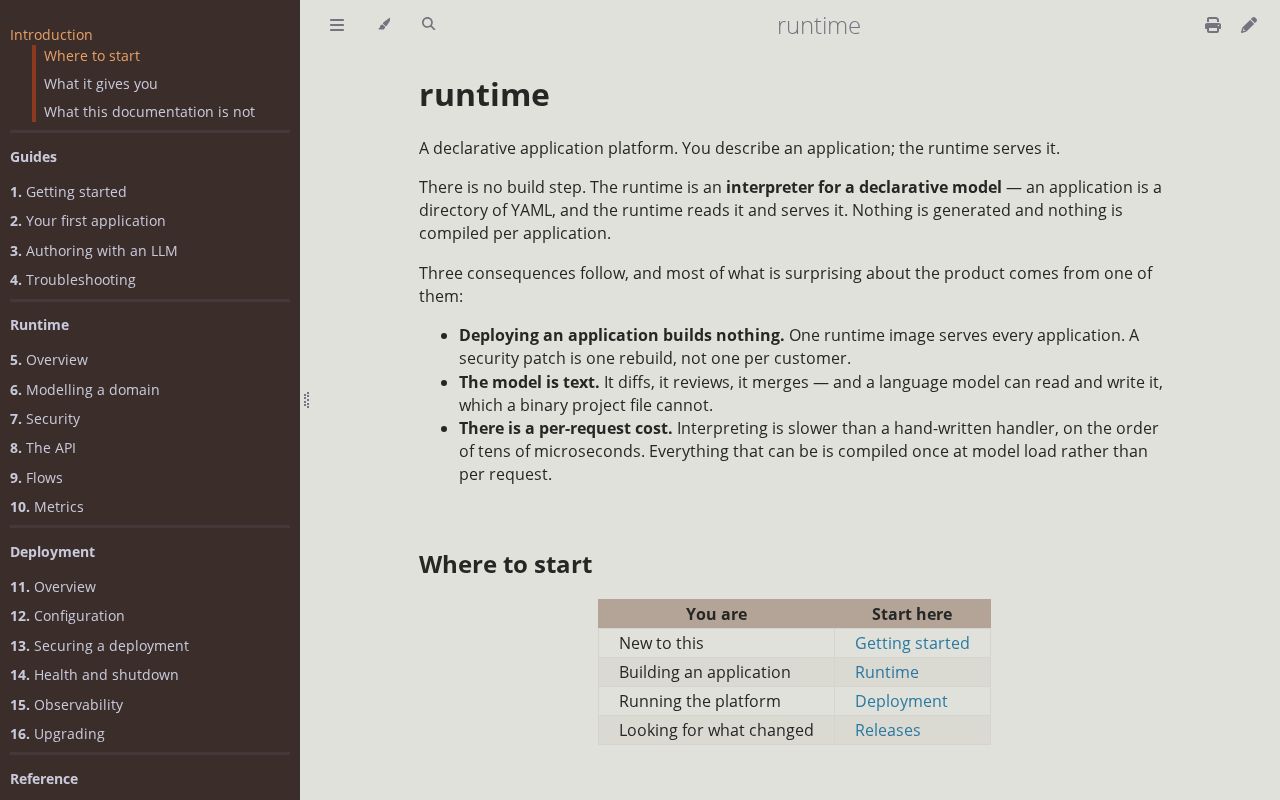 Preview of Documentation for the runtime