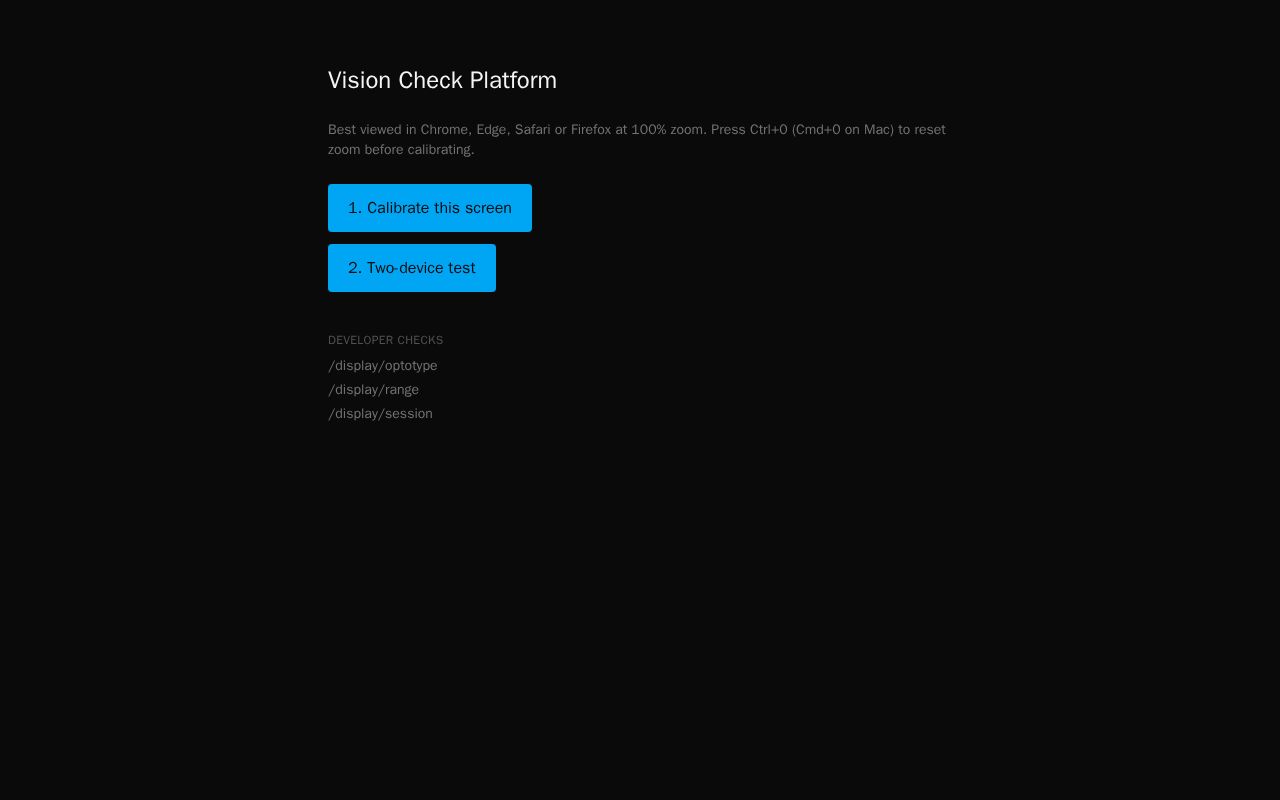 Preview of Vision Check Platform