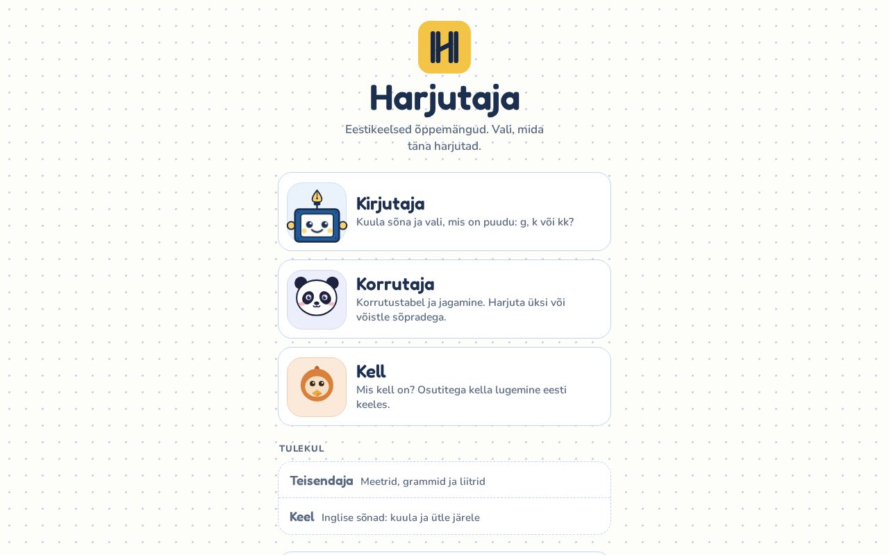 Preview of Eestikeelsed õppemängud lastele — Korrutaja, Kirjutaja jt
