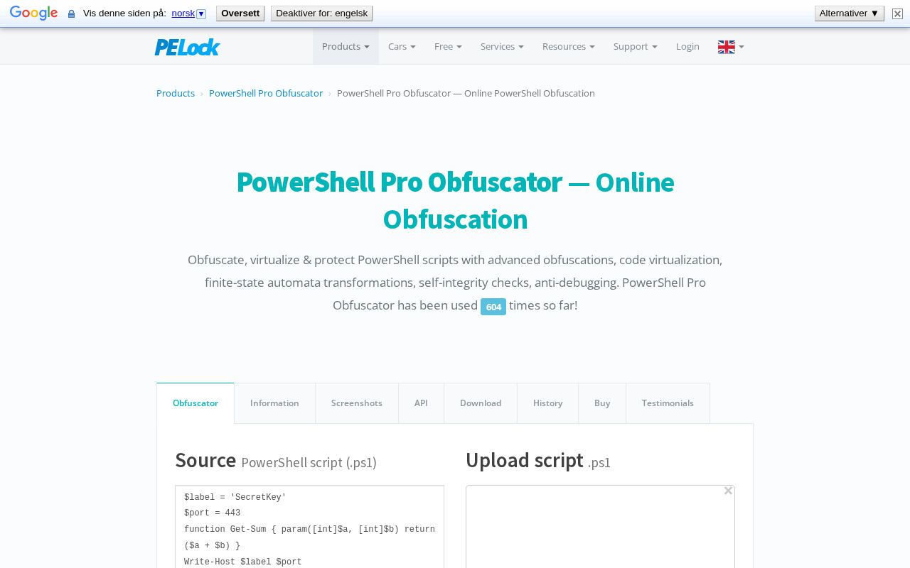 Preview of PowerShell Pro Obfuscator Ruby