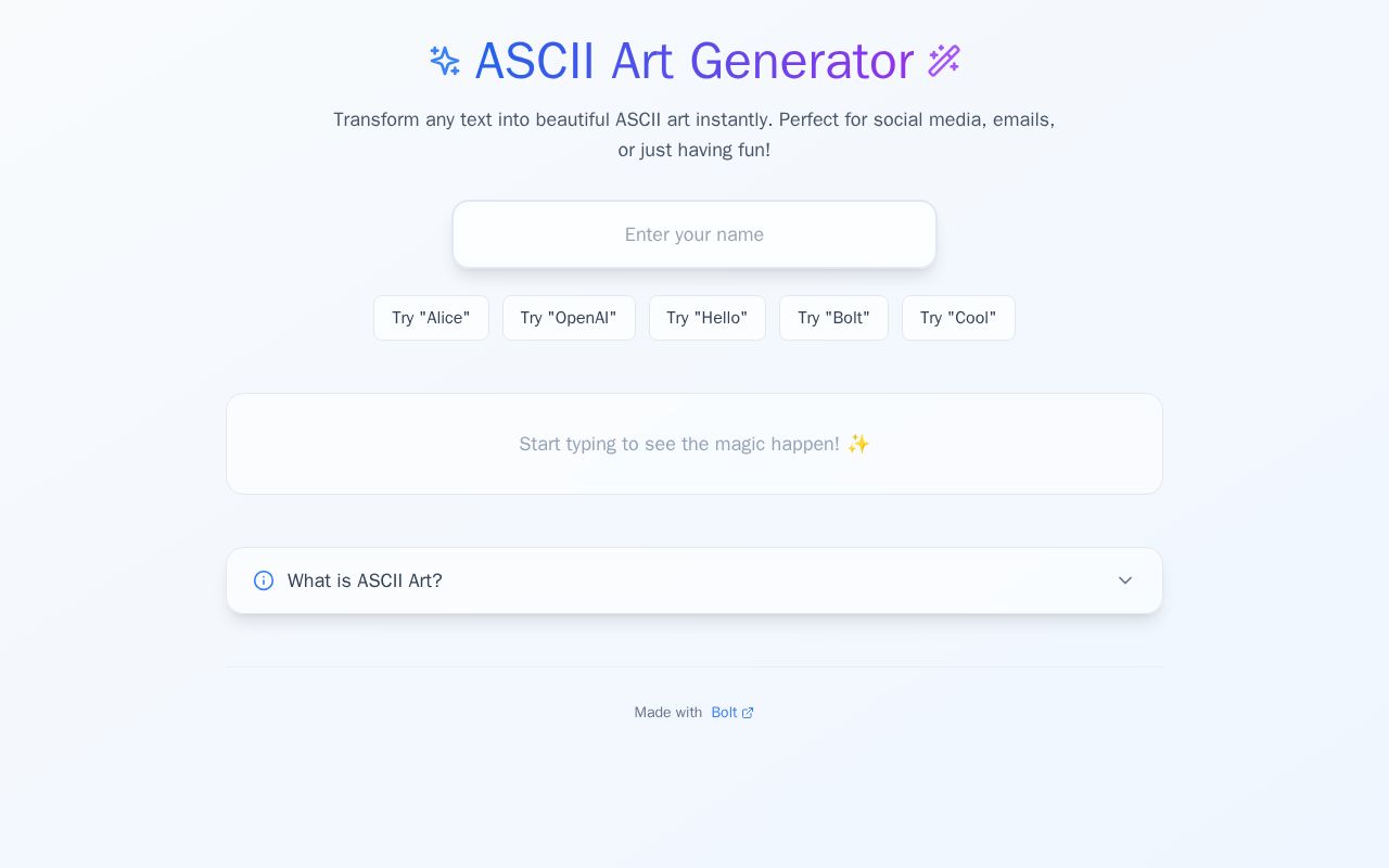Preview of HelloAscii – lighthearted, retro-coded greeting