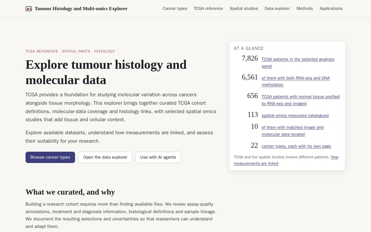 Preview of Histology Multiomics Explorer