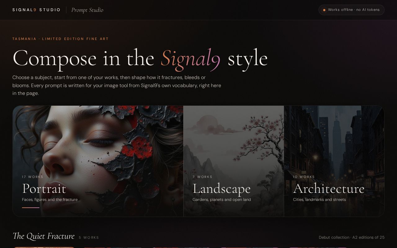 Preview of Signal9 Prompt Studio