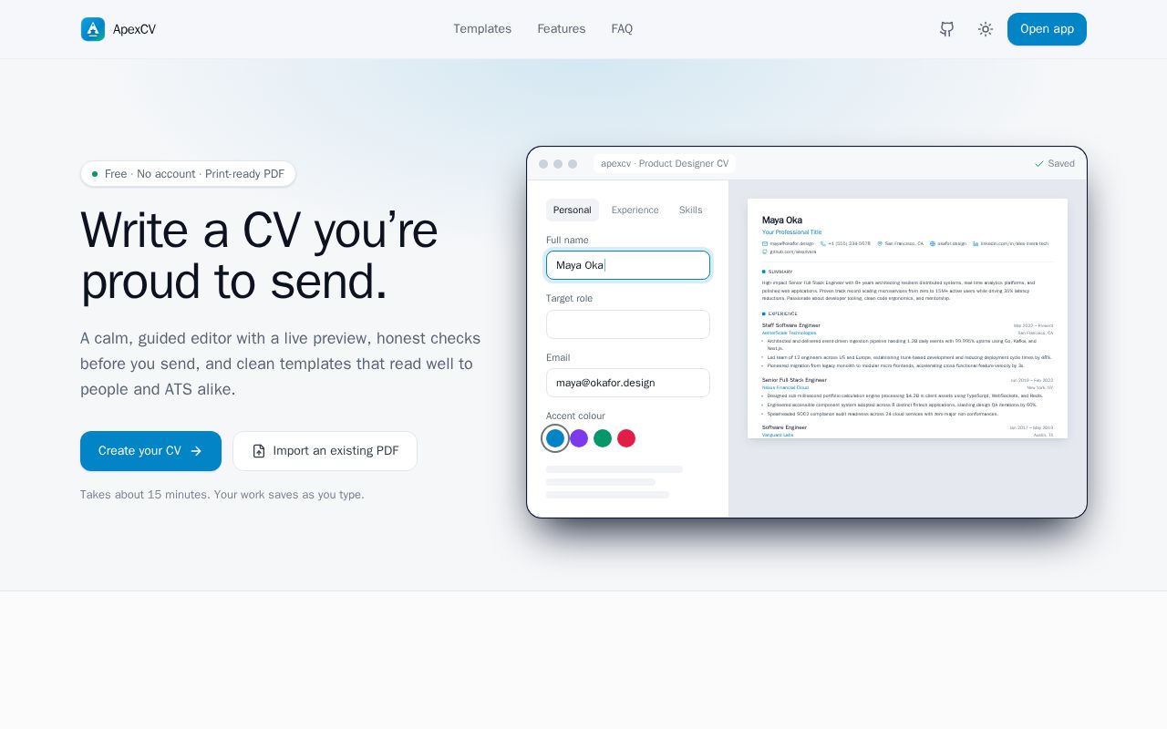 Preview of ApexCV