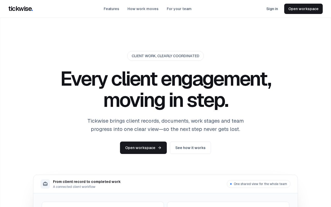 Preview of Client Workflow Management System