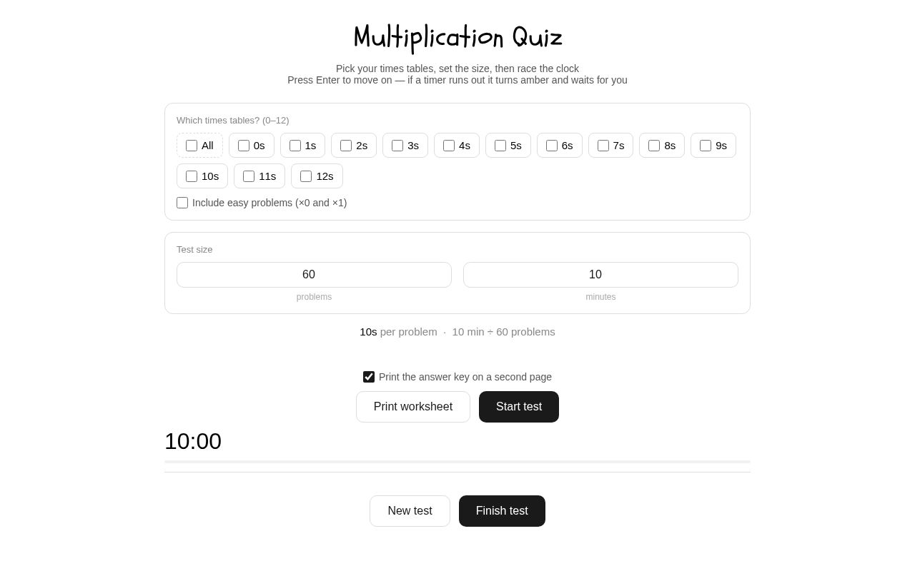 Preview of Multiplicationscheck