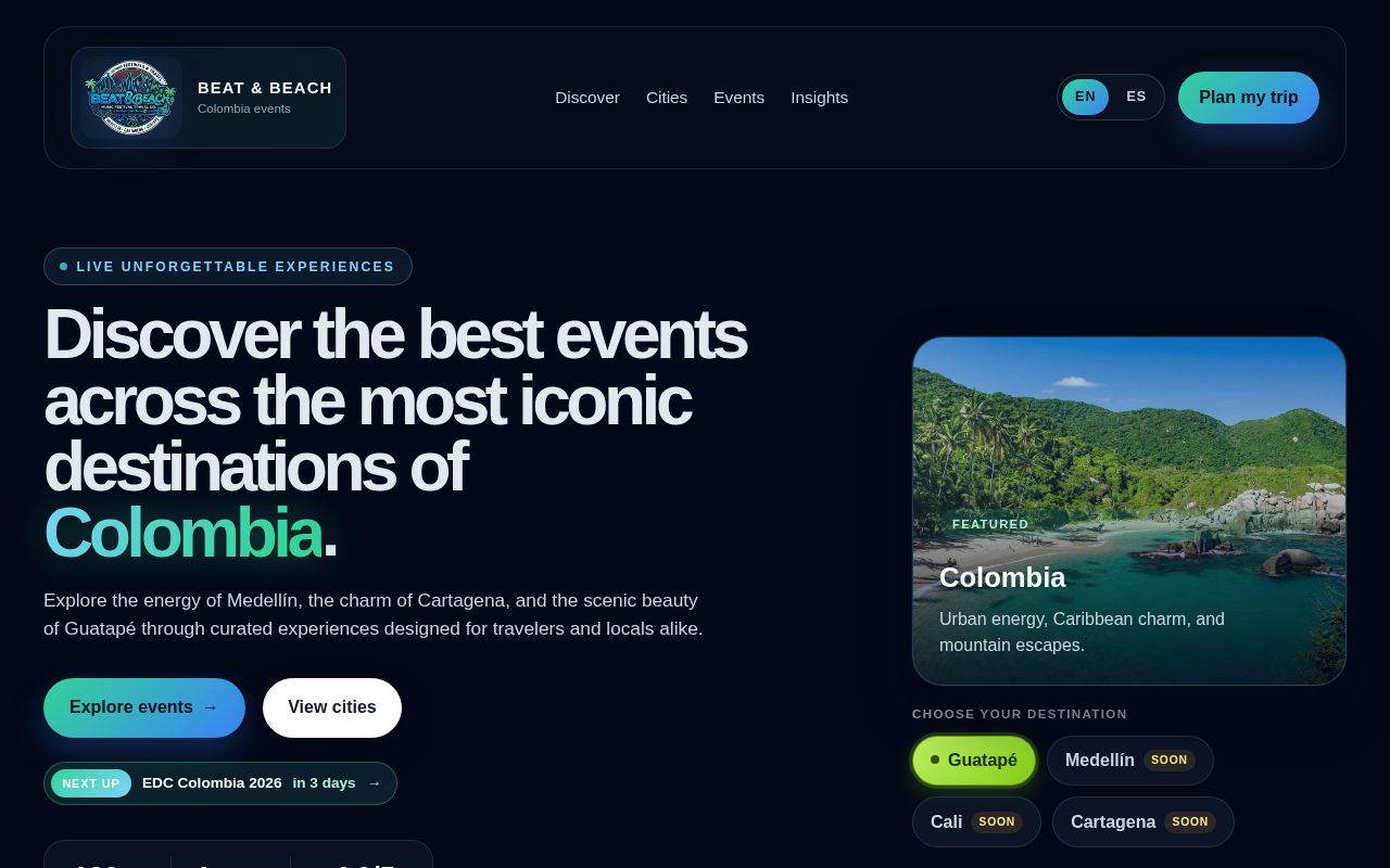 Preview of Beatandbeach Colombia Web App