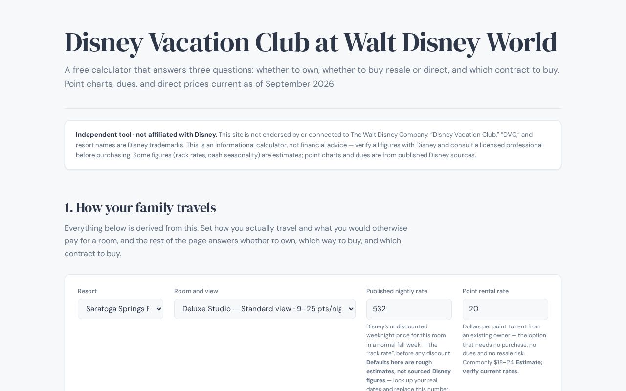 Preview of DVC resale vs direct purchase calculator