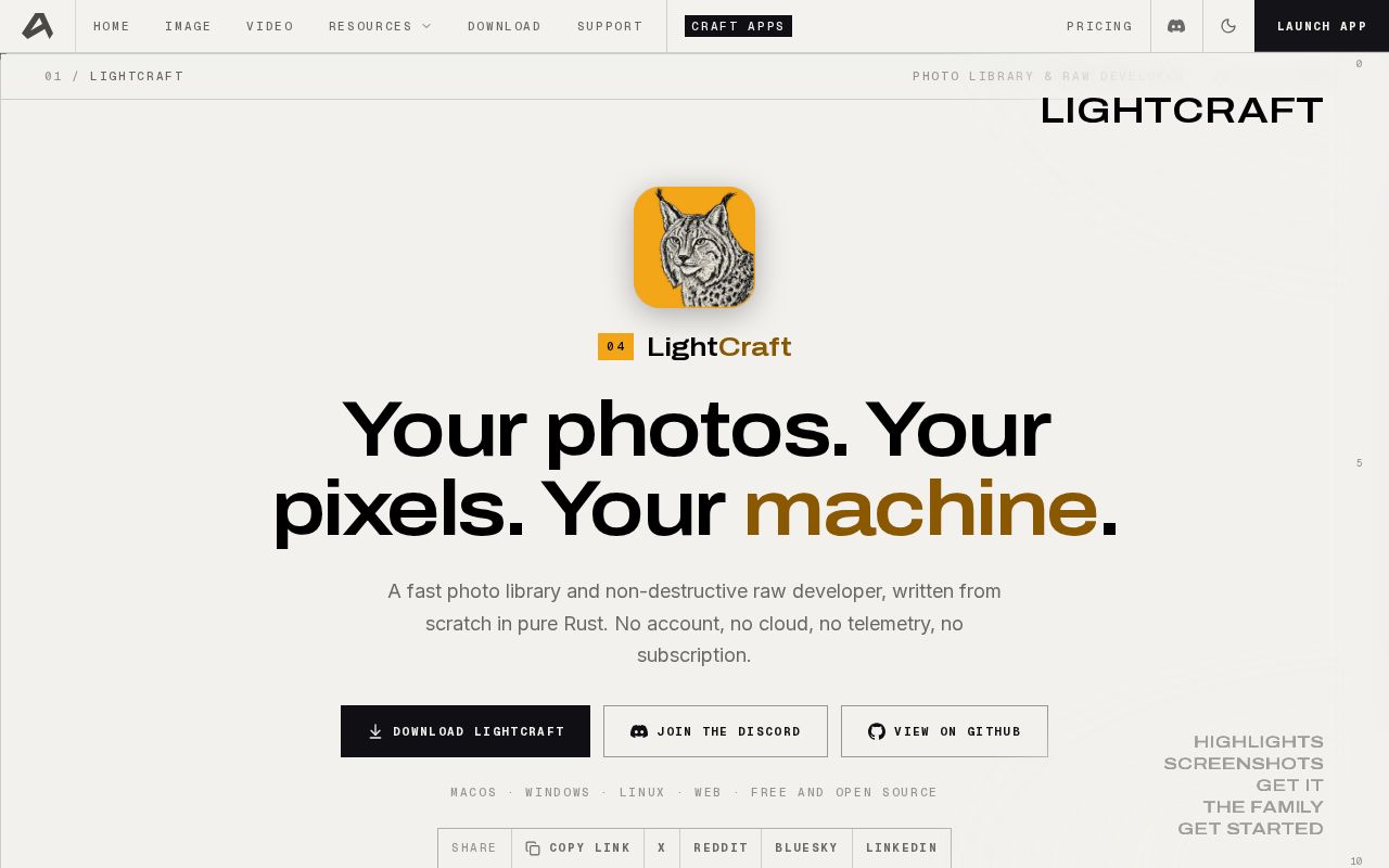 Preview of LightCraft: Your photos. Your pixels. Your machine.
