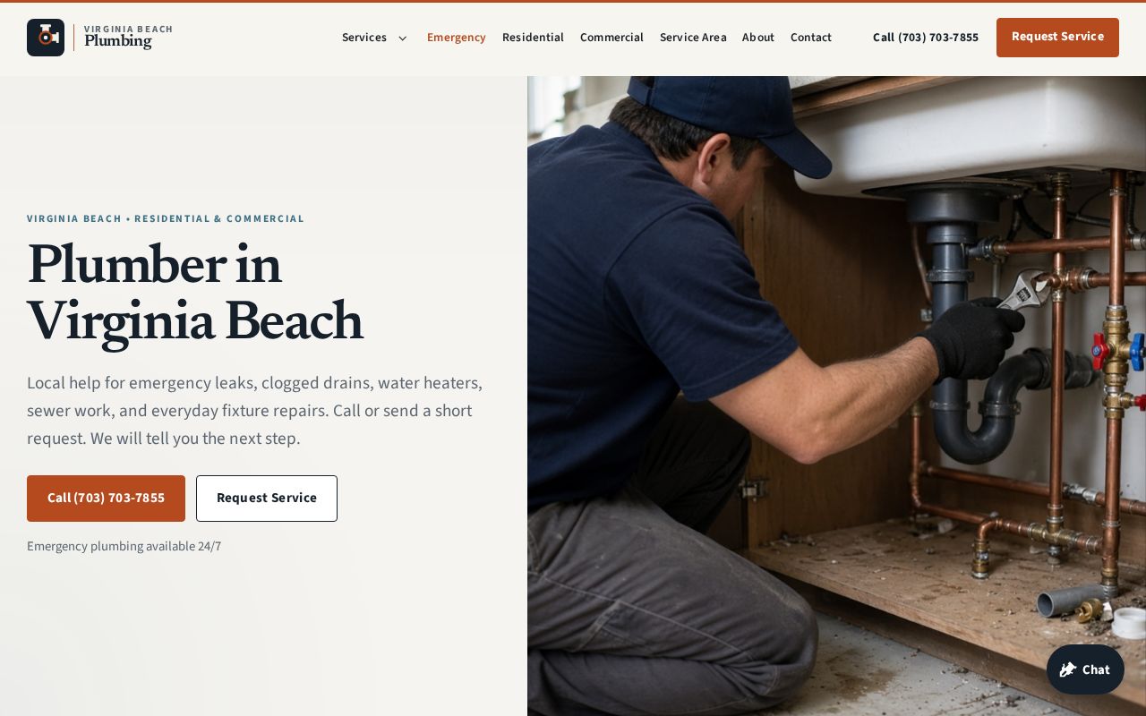Preview of Virginia Beach Plumbing production website