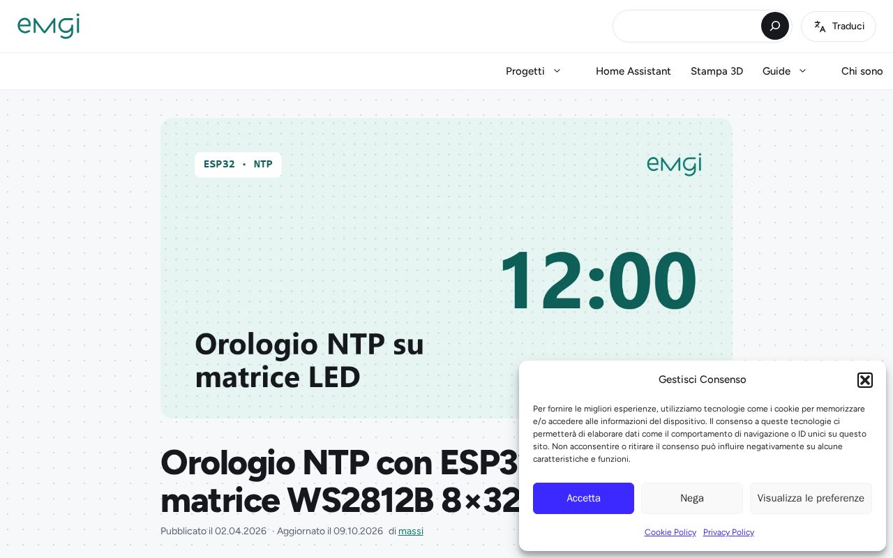 Preview of Orologio Ntp Esp32 Ws2812b 8x32