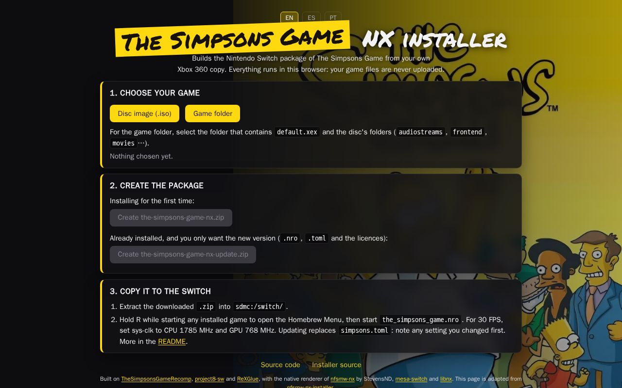 Preview of The Simpsons Game Nx Installer