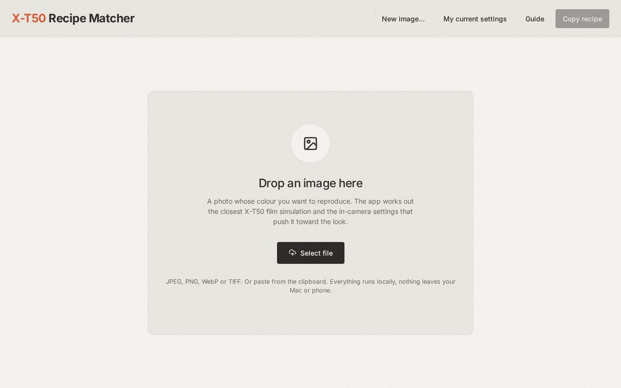 Preview of Xt50 Recipe Matcher
