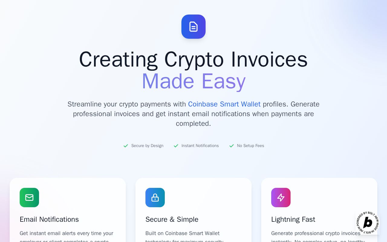 Preview of crypto invoice creator