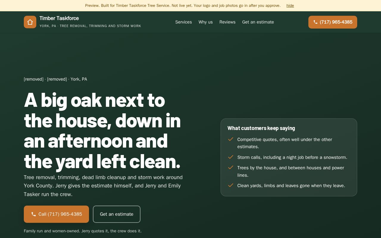 Preview of Timber Taskforce Tree Service Preview