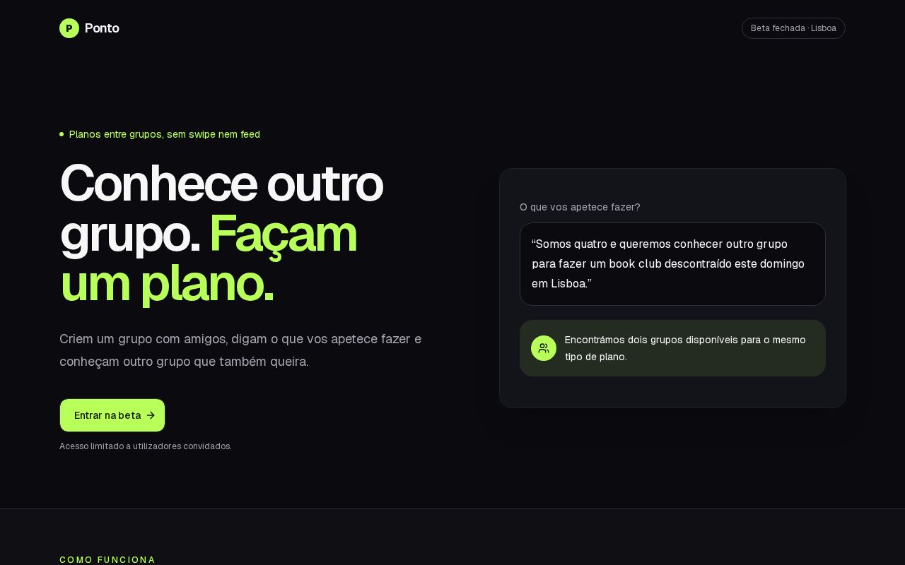 Preview of Ponto — conhece outro grupo. Façam um plano.